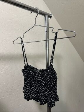 mahina Black Floral Smocked Crop Top